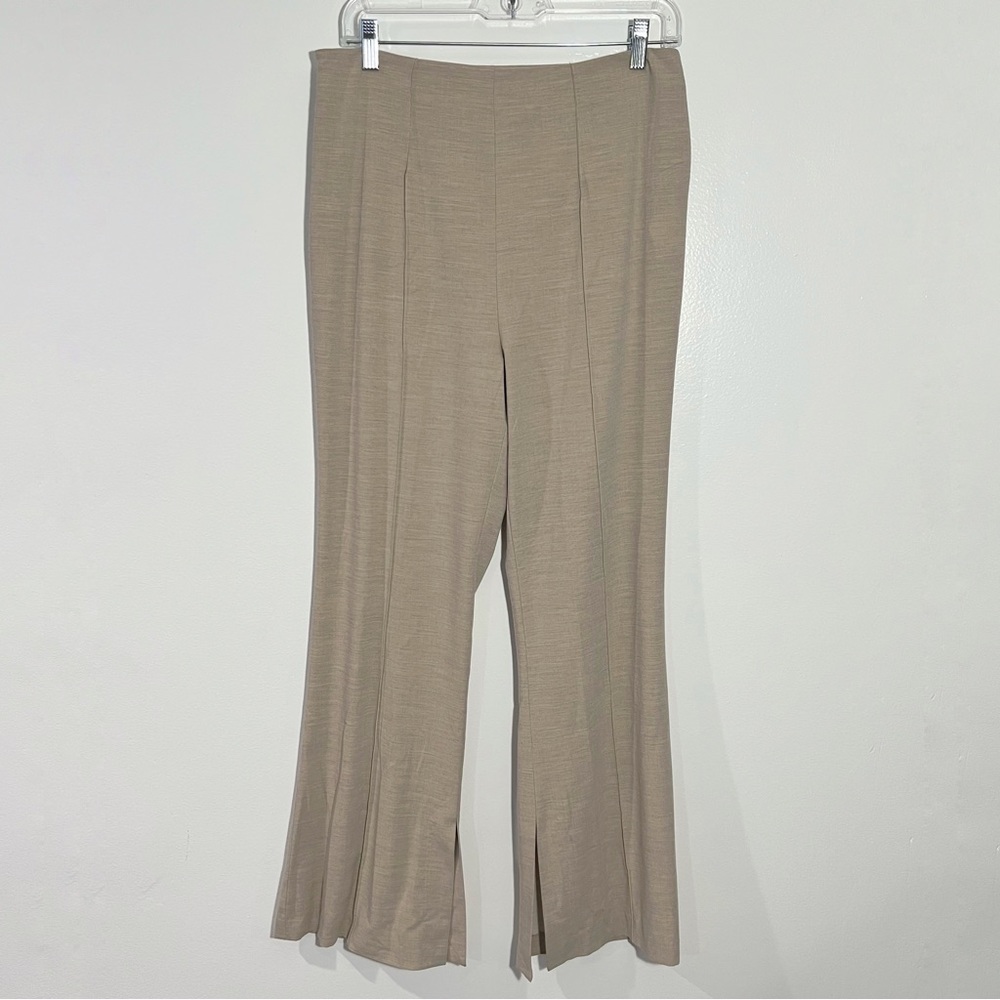 NWOT Lattelier High Waist Flare Leg Pants Side Ankle Slit‎ Center Seam XL Career